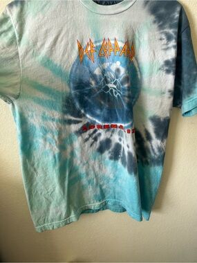 Def Leppard Adrenalize Tie-Dye Short Sleeve Tee - Blue/Gray/White